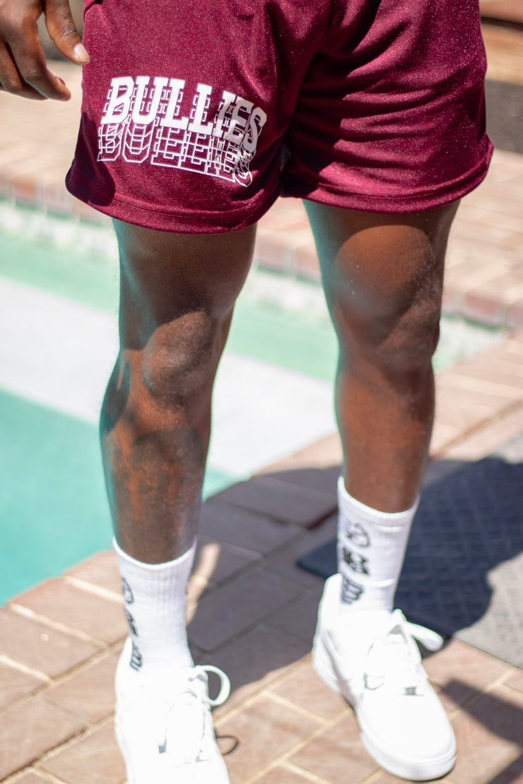 Stacked Mesh Shorts (Maroon|Creme)